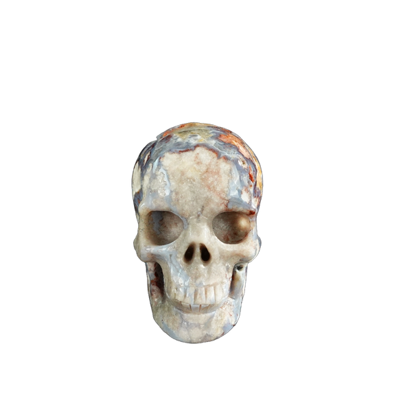 3.0" Blue Flower Agate Crystal Skull Carving - Unique Piece #BF16