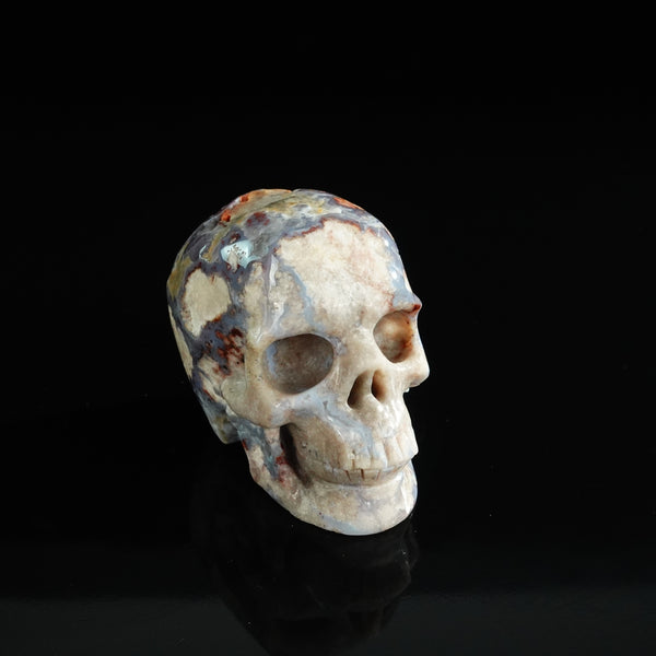 3.0" Blue Flower Agate Crystal Skull Carving - Unique Piece #BF16 - alternate view