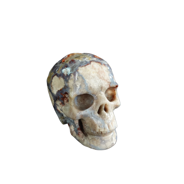 3.0" Blue Flower Agate Crystal Skull Carving - Unique Piece #BF16 - alternate view