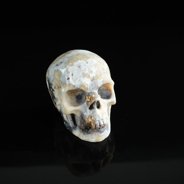 3.0" Blue Flower Agate Crystal Skull Carving - Unique Piece #BF17 - alternate view