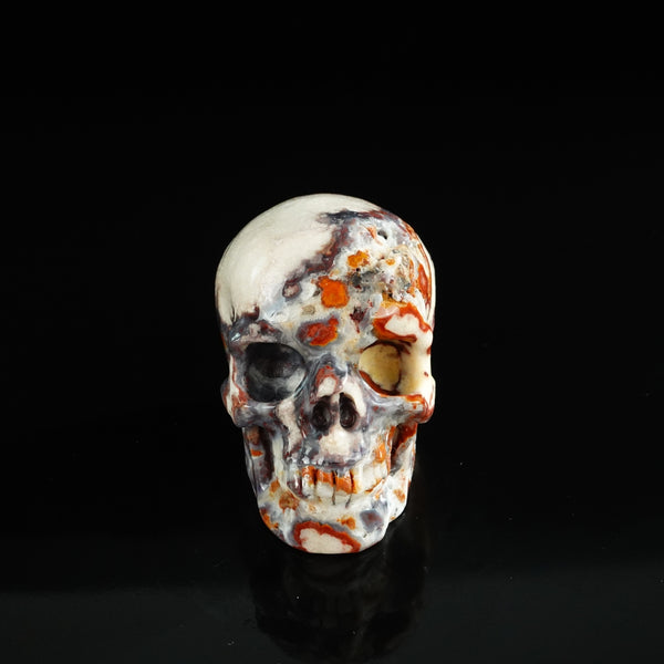 3.0" Blue Flower Agate Crystal Skull Carving - Unique Piece #BF18