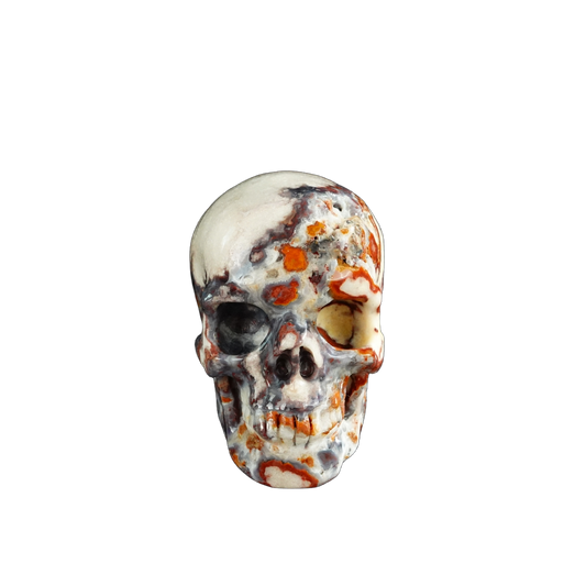 3.0" Blue Flower Agate Crystal Skull Carving - Unique Piece #BF18