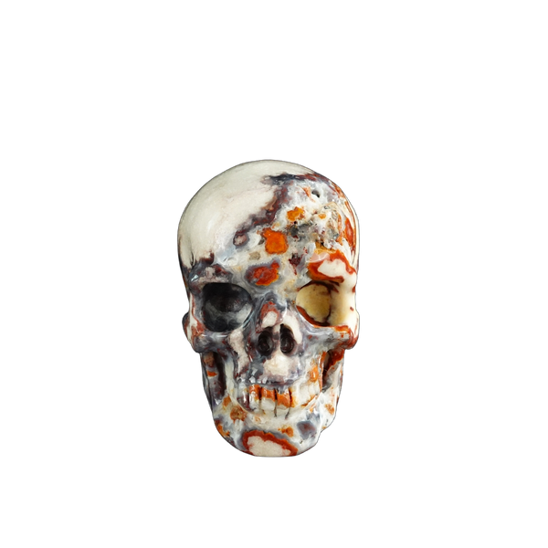 3.0" Blue Flower Agate Crystal Skull Carving - Unique Piece #BF18