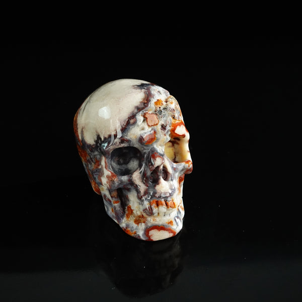 3.0" Blue Flower Agate Crystal Skull Carving - Unique Piece #BF18 - alternate view
