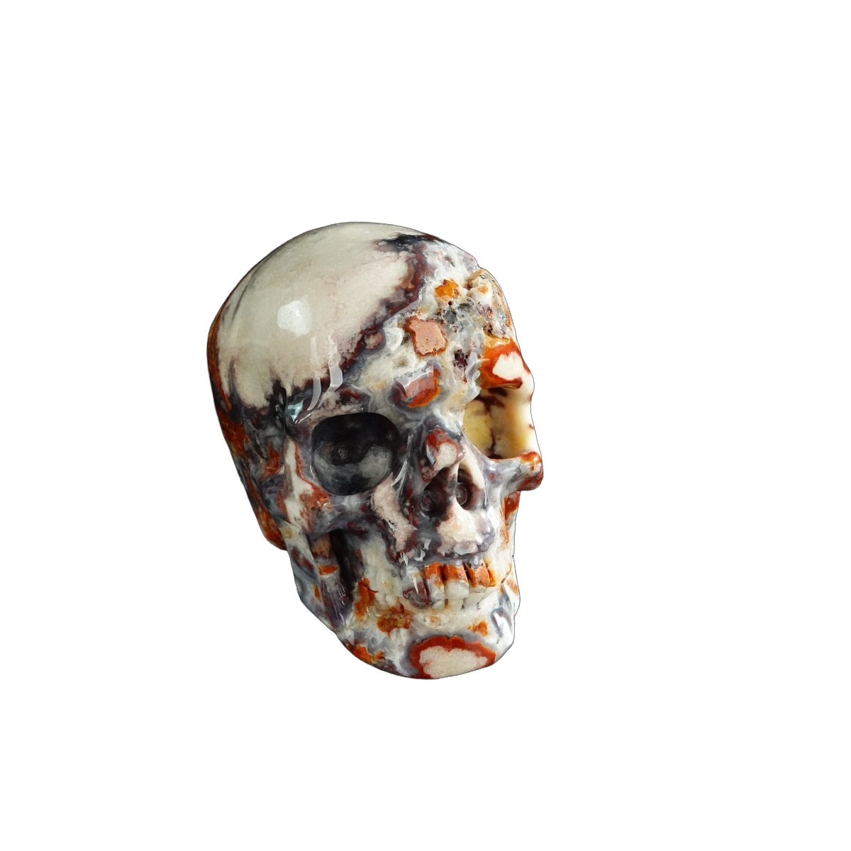3.0" Blue Flower Agate Crystal Skull Carving - Unique Piece #BF18