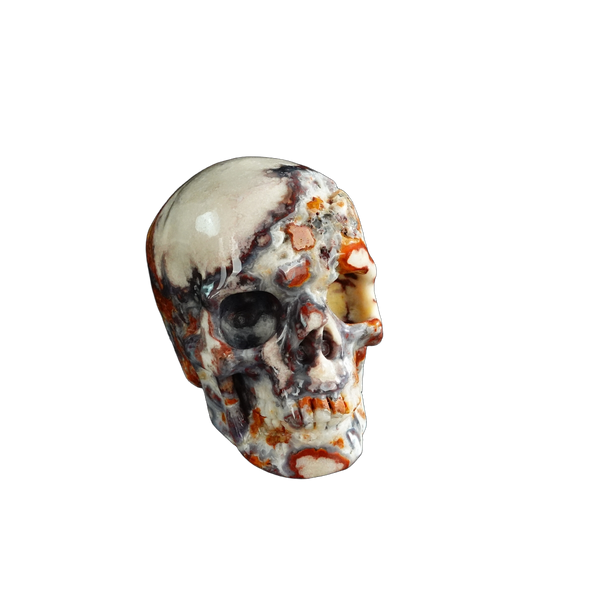 3.0" Blue Flower Agate Crystal Skull Carving - Unique Piece #BF18 - alternate view