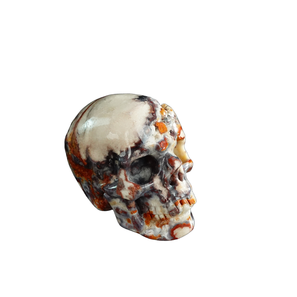 3.0" Blue Flower Agate Crystal Skull Carving - Unique Piece #BF18