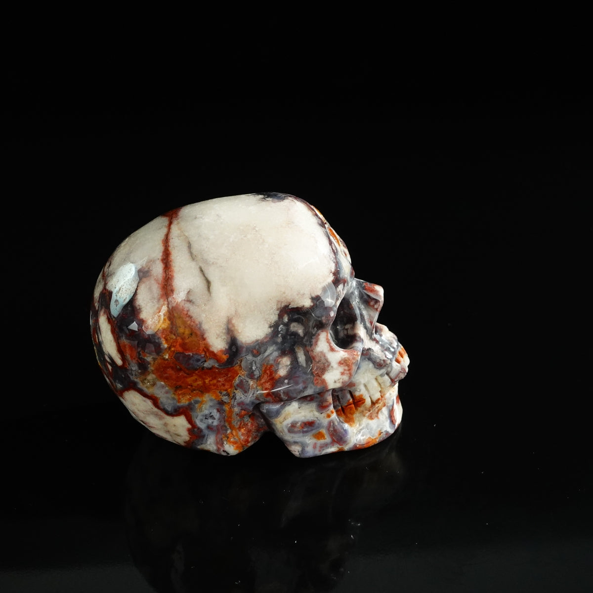 3.0" Blue Flower Agate Crystal Skull Carving - Unique Piece #BF18