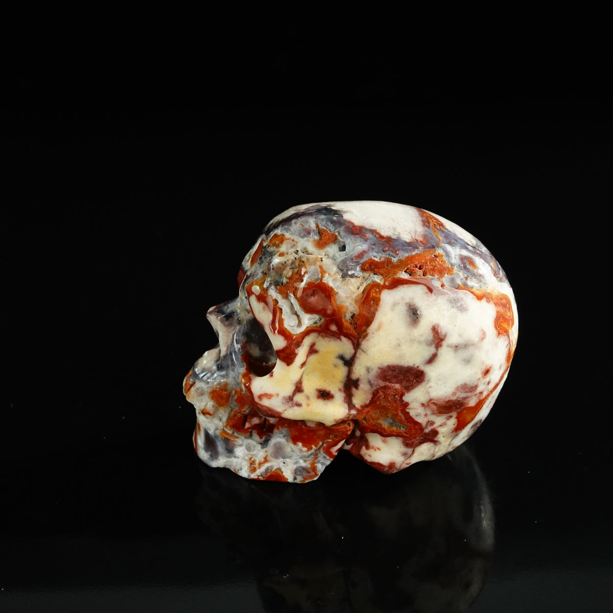 3.0" Blue Flower Agate Crystal Skull Carving - Unique Piece #BF18