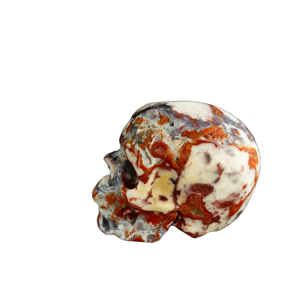 3.0" Blue Flower Agate Crystal Skull Carving - Unique Piece #BF18