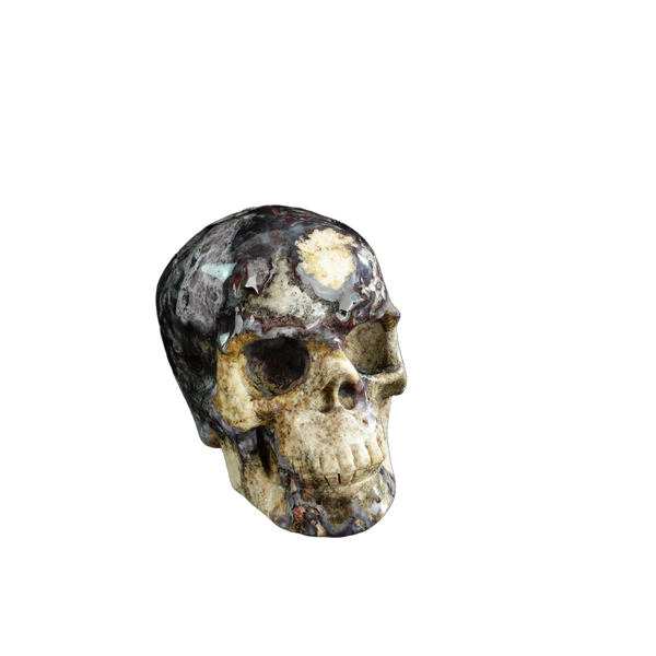 3.0" Blue Flower Agate Crystal Skull Carving - Unique Piece #BF19 - alternate view