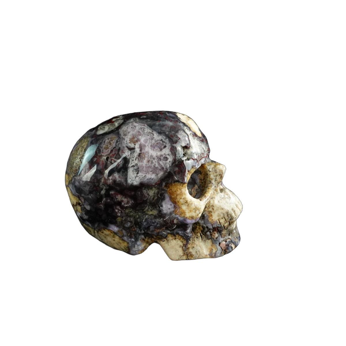 3.0" Blue Flower Agate Crystal Skull Carving - Unique Piece #BF19
