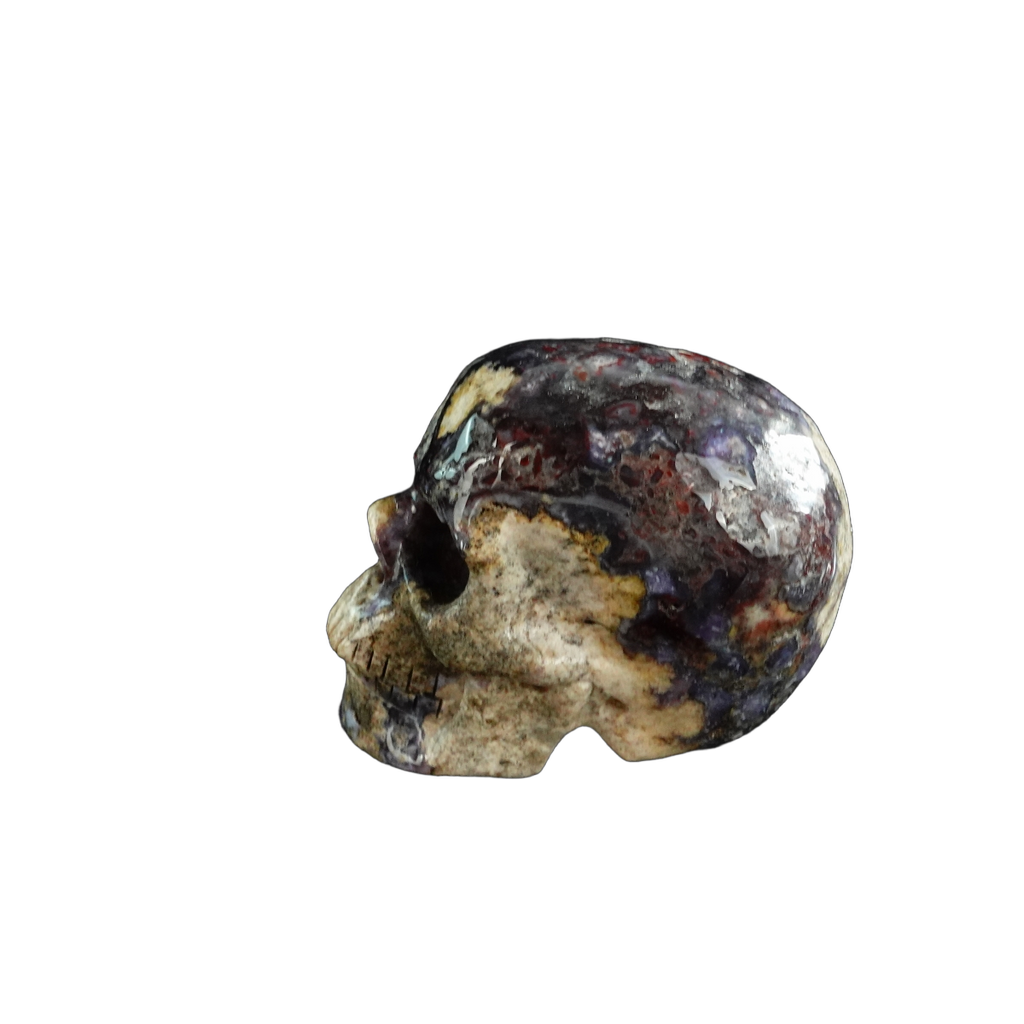 3.0" Blue Flower Agate Crystal Skull Carving - Unique Piece #BF19