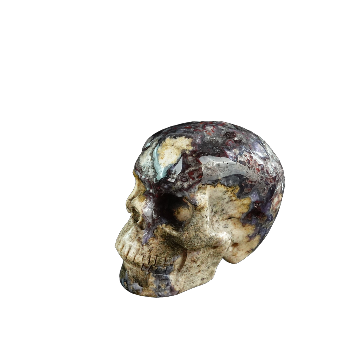 3.0" Blue Flower Agate Crystal Skull Carving - Unique Piece #BF19