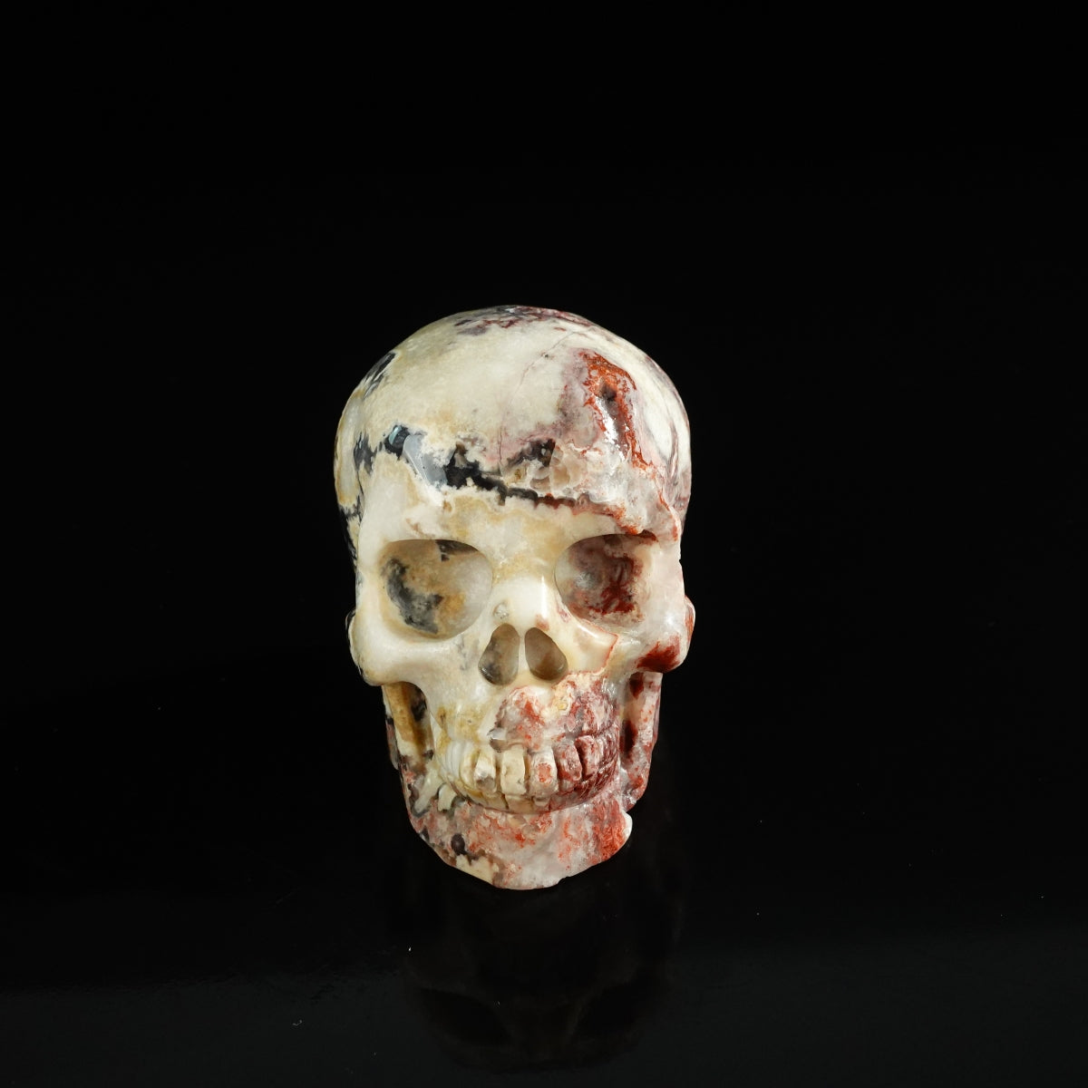 3.0" Blue Flower Agate Crystal Skull Carving - Unique Piece #BF20