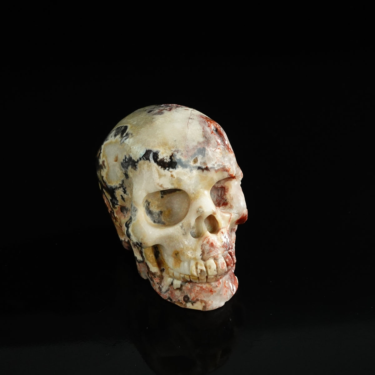 3.0" Blue Flower Agate Crystal Skull Carving - Unique Piece #BF20