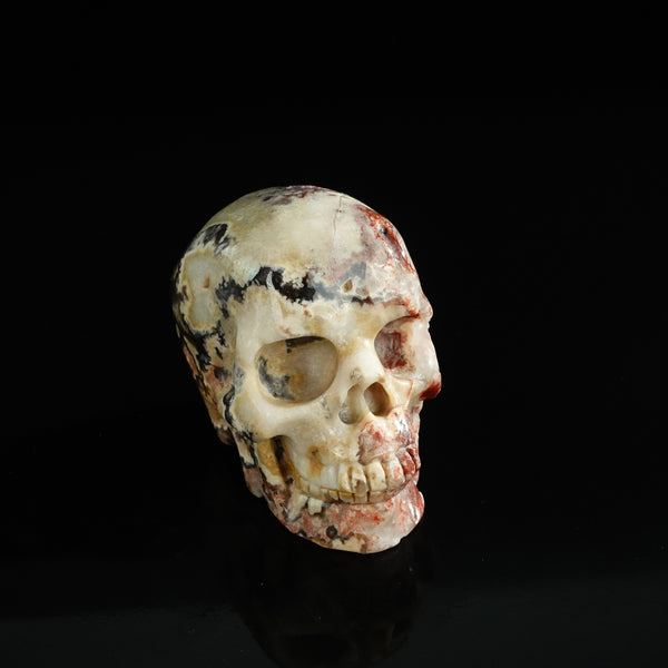3.0" Blue Flower Agate Crystal Skull Carving - Unique Piece #BF20 - alternate view