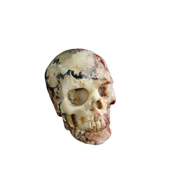 3.0" Blue Flower Agate Crystal Skull Carving - Unique Piece #BF20 - alternate view