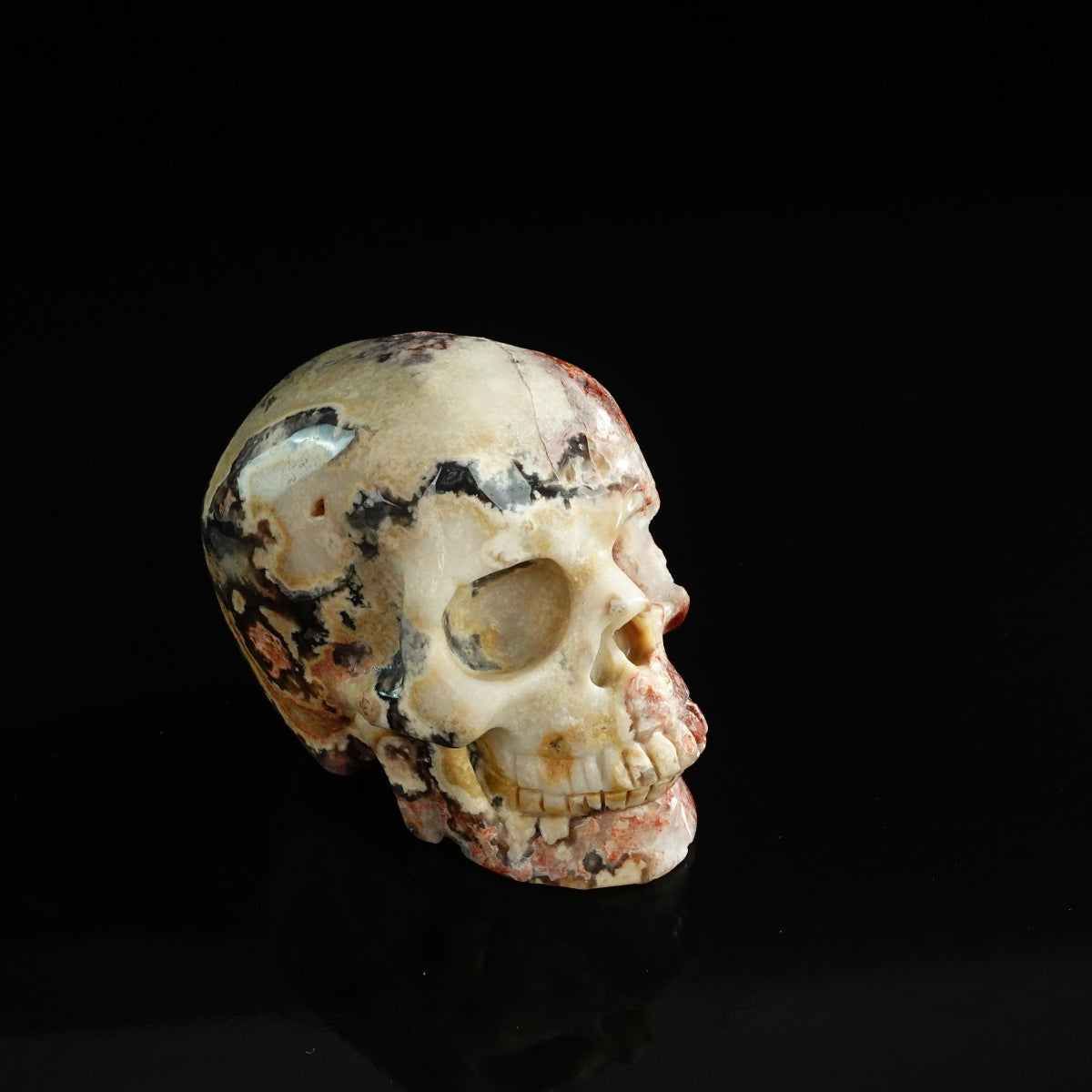 3.0" Blue Flower Agate Crystal Skull Carving - Unique Piece #BF20
