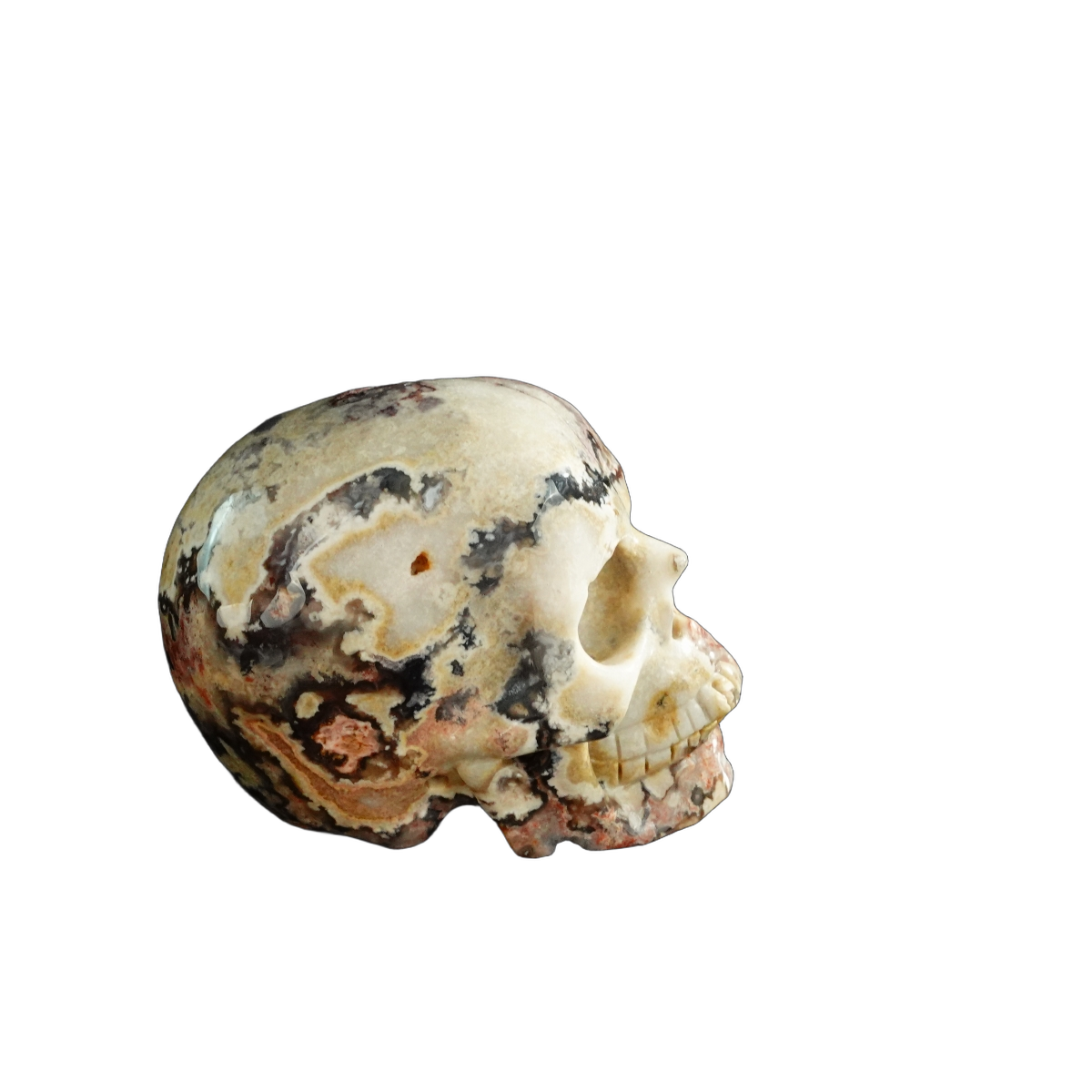 3.0" Blue Flower Agate Crystal Skull Carving - Unique Piece #BF20