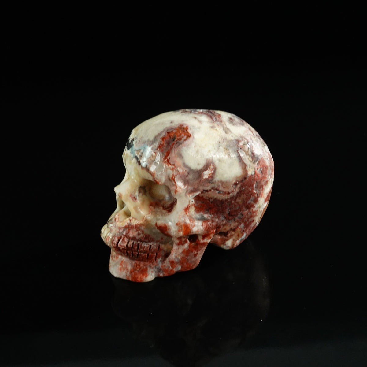 3.0" Blue Flower Agate Crystal Skull Carving - Unique Piece #BF20