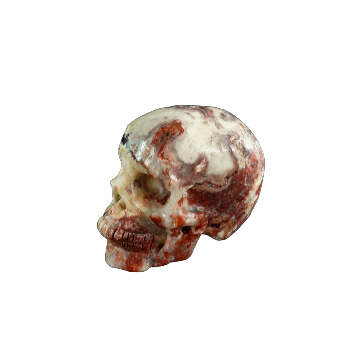 3.0" Blue Flower Agate Crystal Skull Carving - Unique Piece #BF20