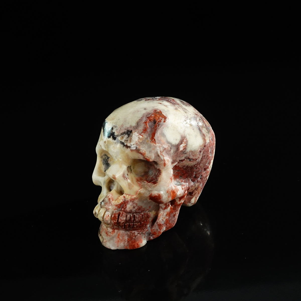 3.0" Blue Flower Agate Crystal Skull Carving - Unique Piece #BF20
