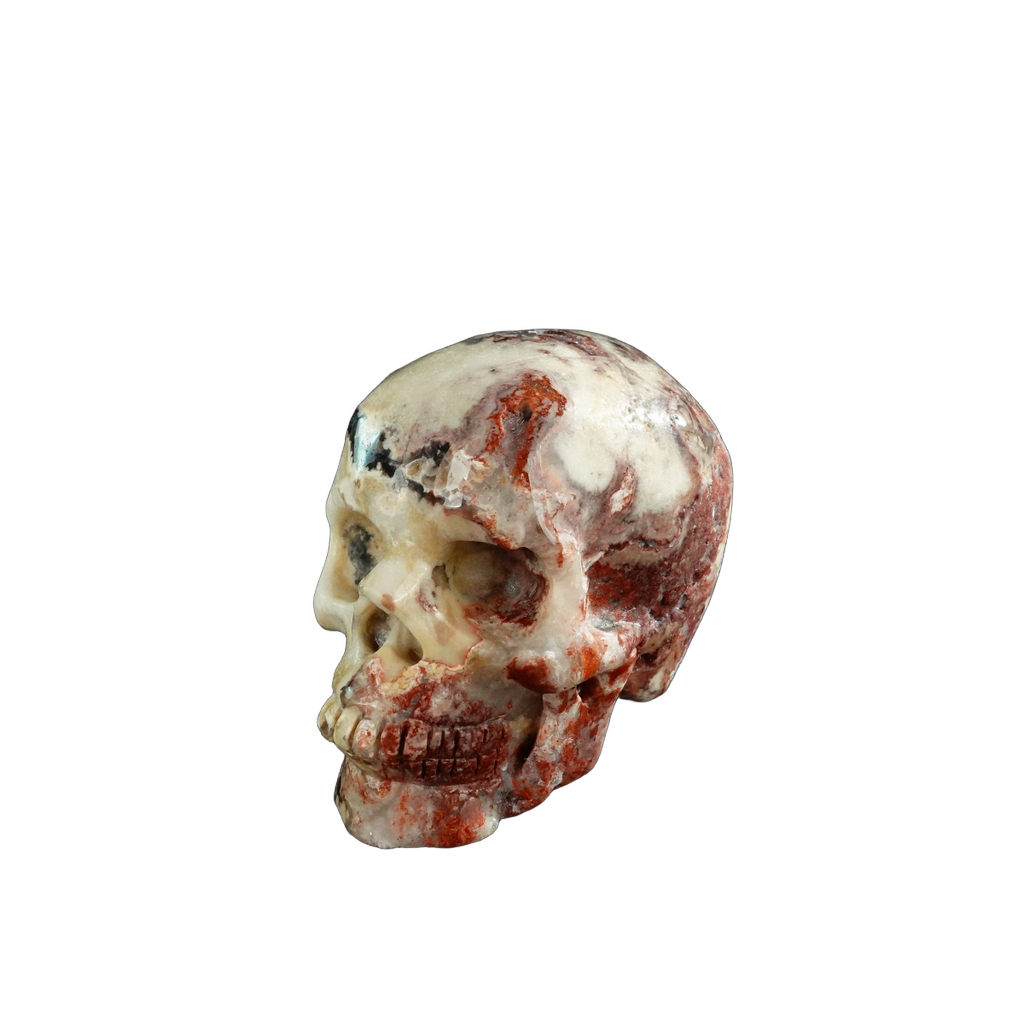 3.0" Blue Flower Agate Crystal Skull Carving - Unique Piece #BF20