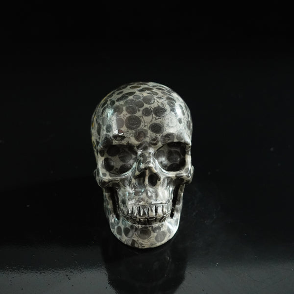 3.0" Leopard skin jasper Crystal Skull Carving - Unique Piece #LK01