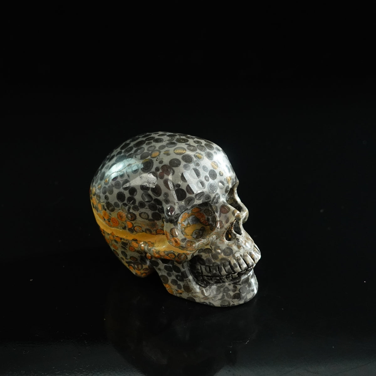 3.0" Leopard skin jasper Crystal Skull Carving - Unique Piece #LK06