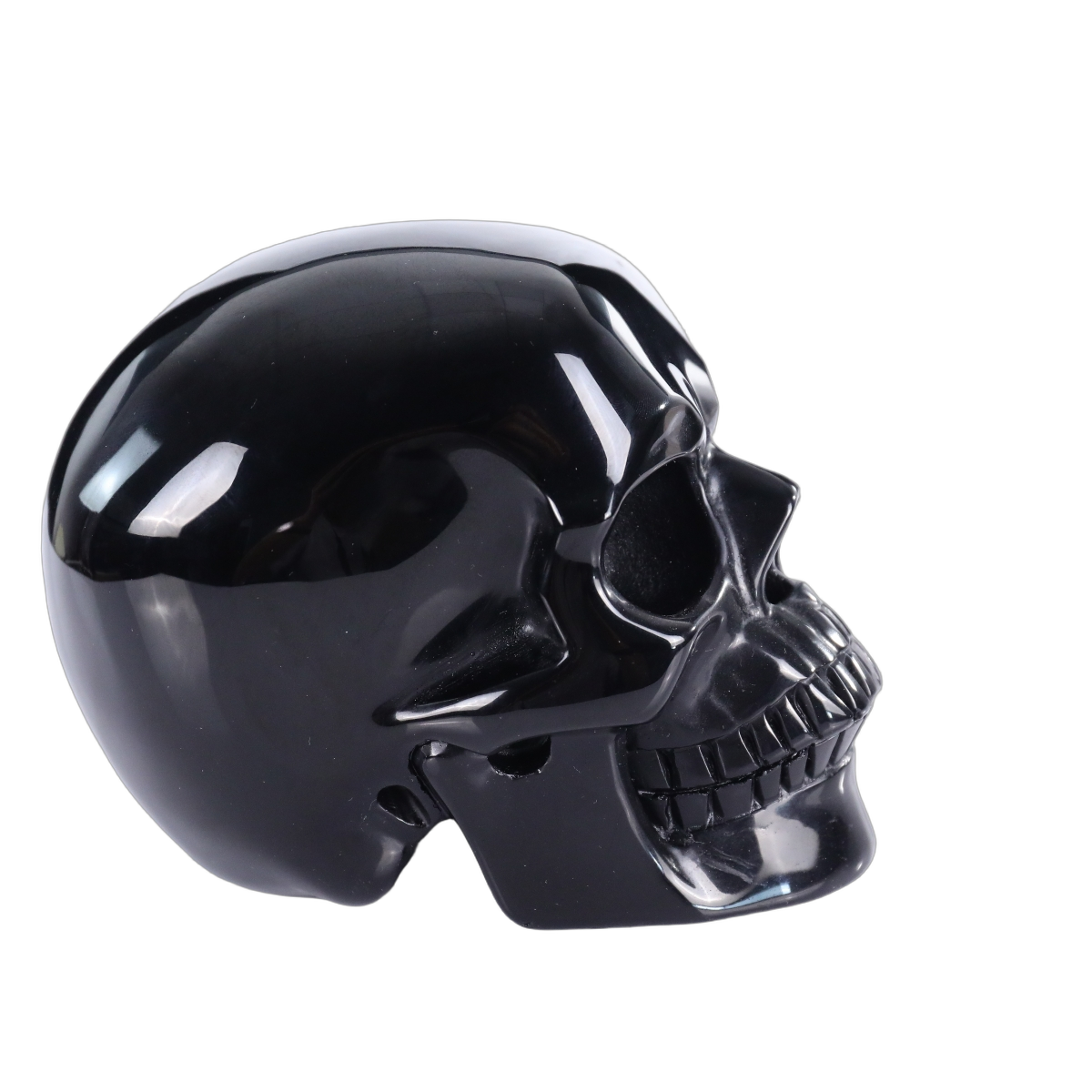 3.0" Black Obsidian Crystal Skull Carving - Hand Carved Decor