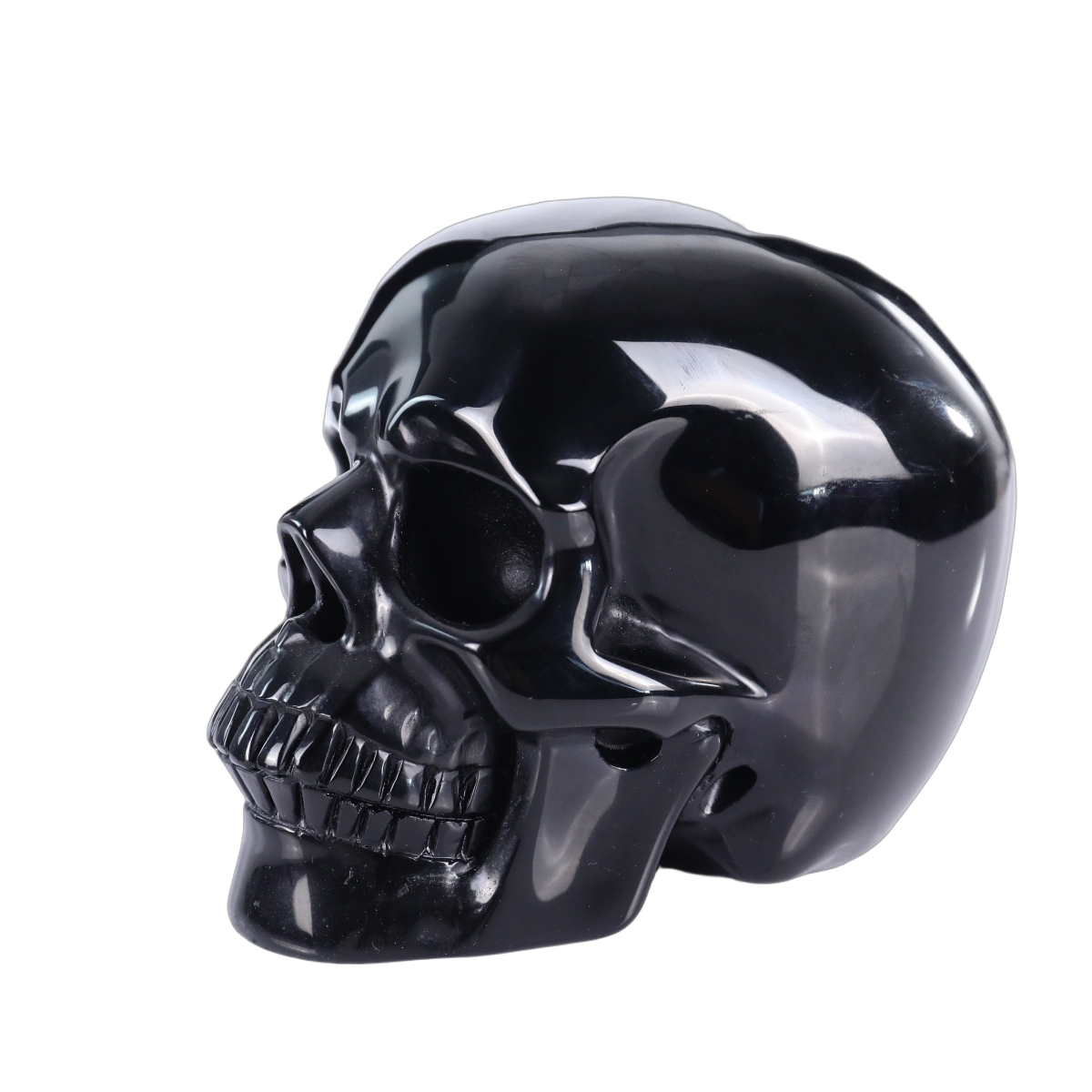 3.0" Black Obsidian Crystal Skull Carving - Hand Carved Decor