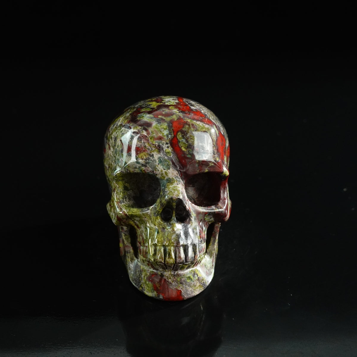 3.0" Dragon Blood Jasper Crystal Skull Carving - Unique Piece #DB01