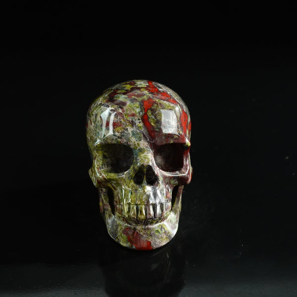 3.0" Dragon Blood Jasper Crystal Skull Carving - Unique Piece #DB01