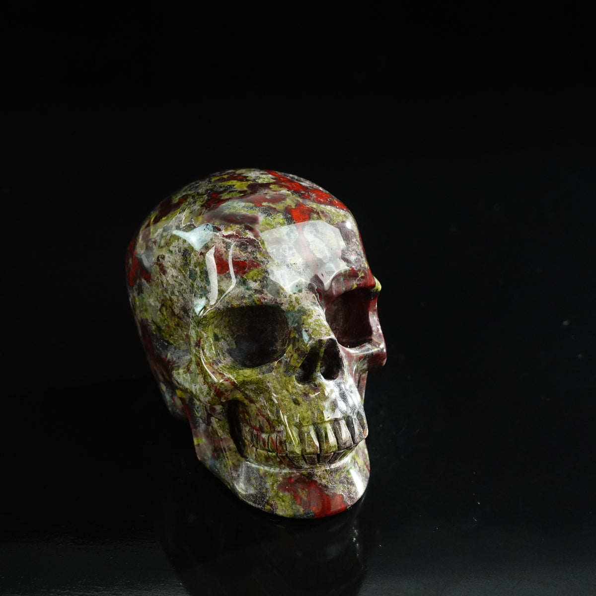 3.0" Dragon Blood Jasper Crystal Skull Carving - Unique Piece #DB01