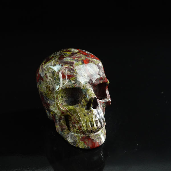 3.0" Dragon Blood Jasper Crystal Skull Carving - Unique Piece #DB01 - alternate view