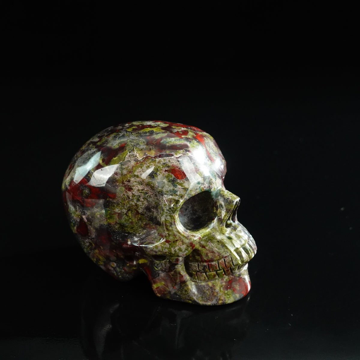 3.0" Dragon Blood Jasper Crystal Skull Carving - Unique Piece #DB01
