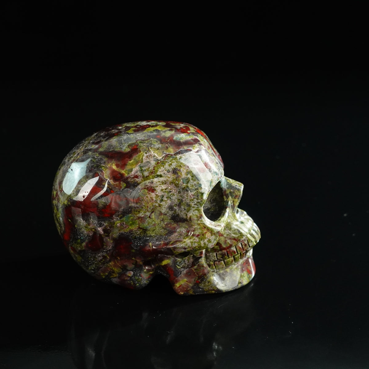 3.0" Dragon Blood Jasper Crystal Skull Carving - Unique Piece #DB01