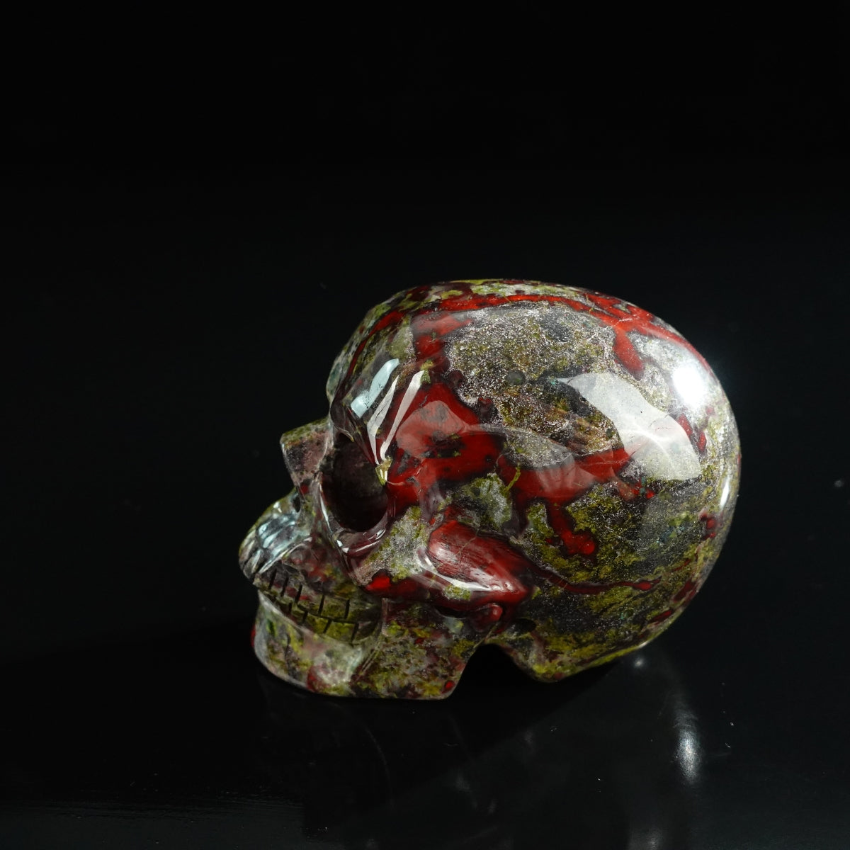 3.0" Dragon Blood Jasper Crystal Skull Carving - Unique Piece #DB01