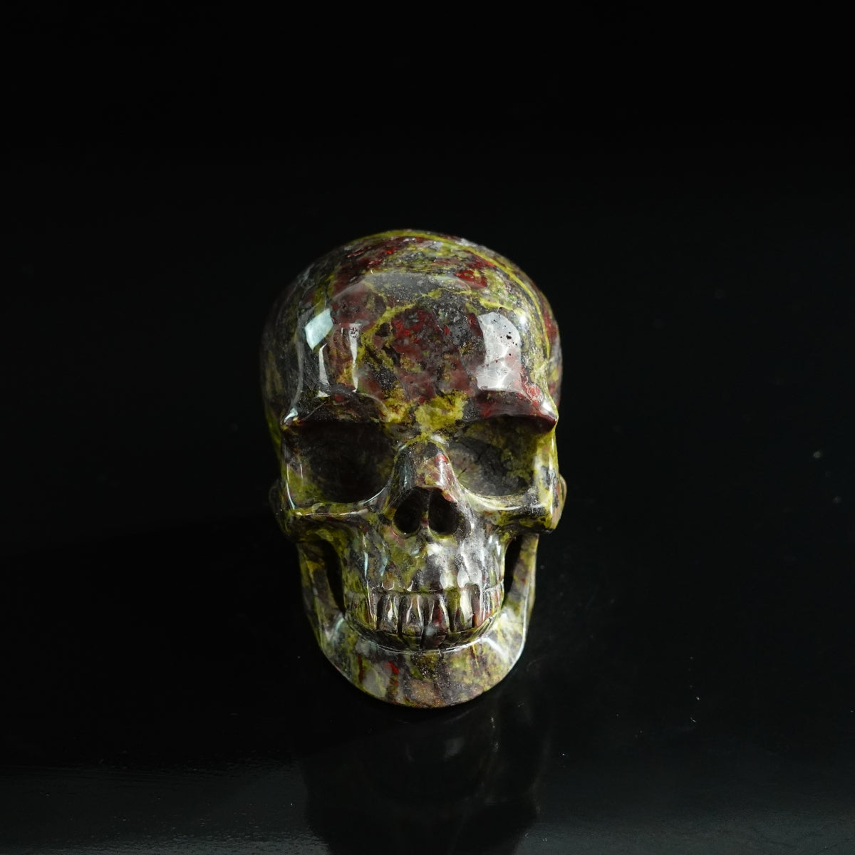 3.0" Dragon Blood Jasper Crystal Skull Carving - Unique Piece #DB02