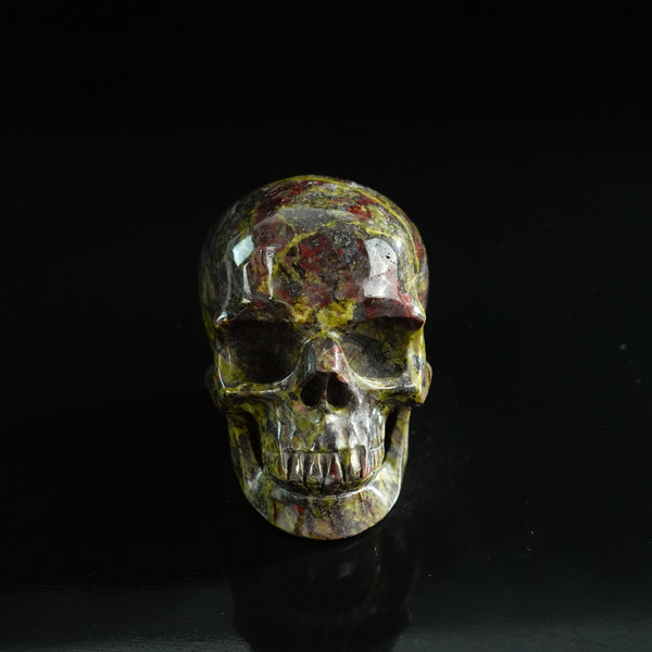 3.0" Dragon Blood Jasper Crystal Skull Carving - Unique Piece #DB02