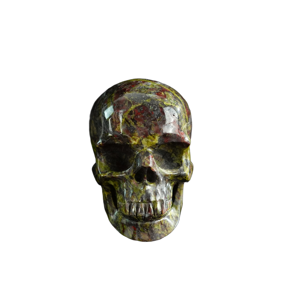 3.0" Dragon Blood Jasper Crystal Skull Carving - Unique Piece #DB02