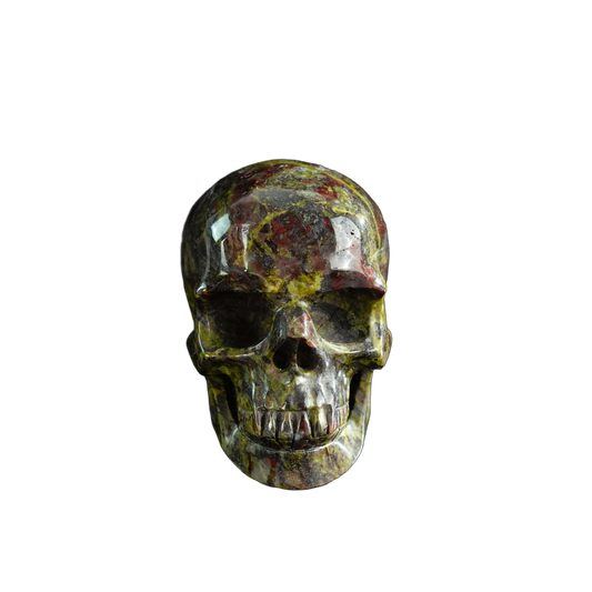 3.0" Dragon Blood Jasper Crystal Skull Carving - Unique Piece #DB02