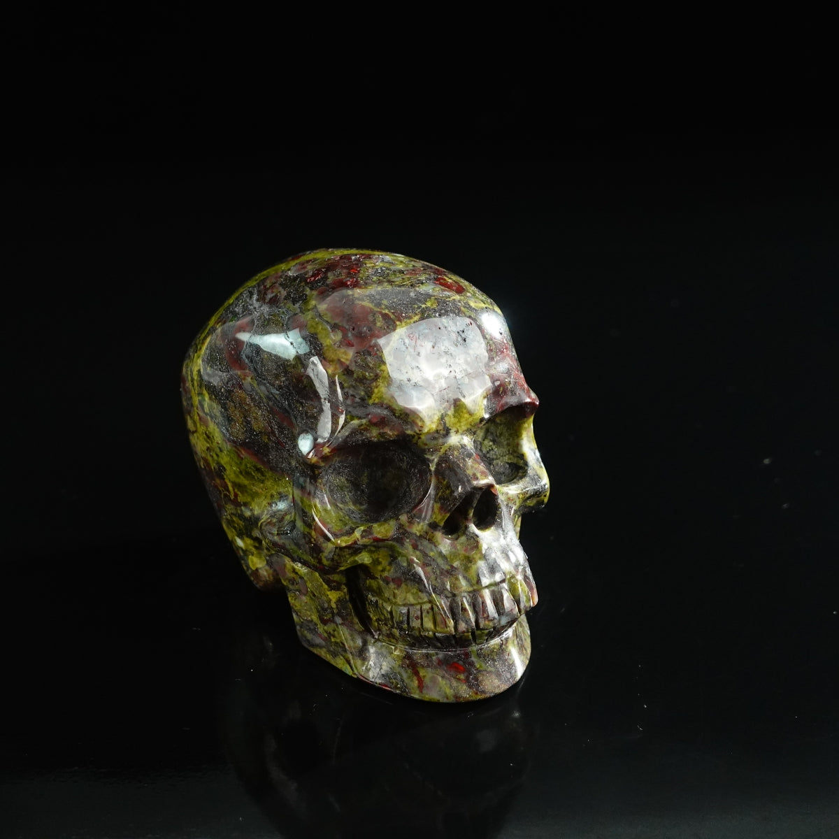 3.0" Dragon Blood Jasper Crystal Skull Carving - Unique Piece #DB02