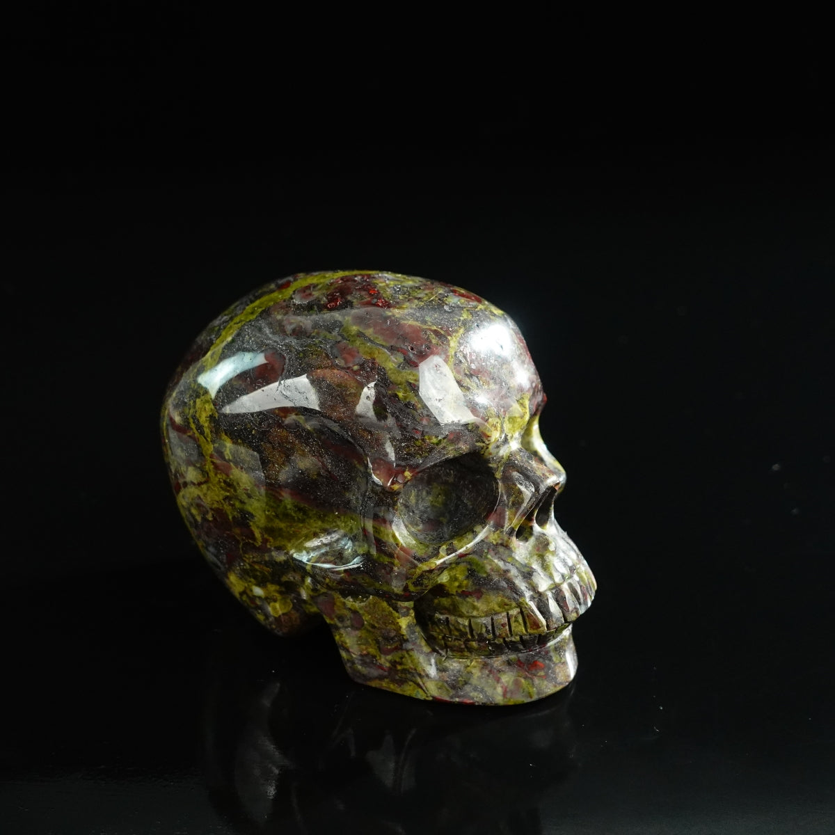 3.0" Dragon Blood Jasper Crystal Skull Carving - Unique Piece #DB02