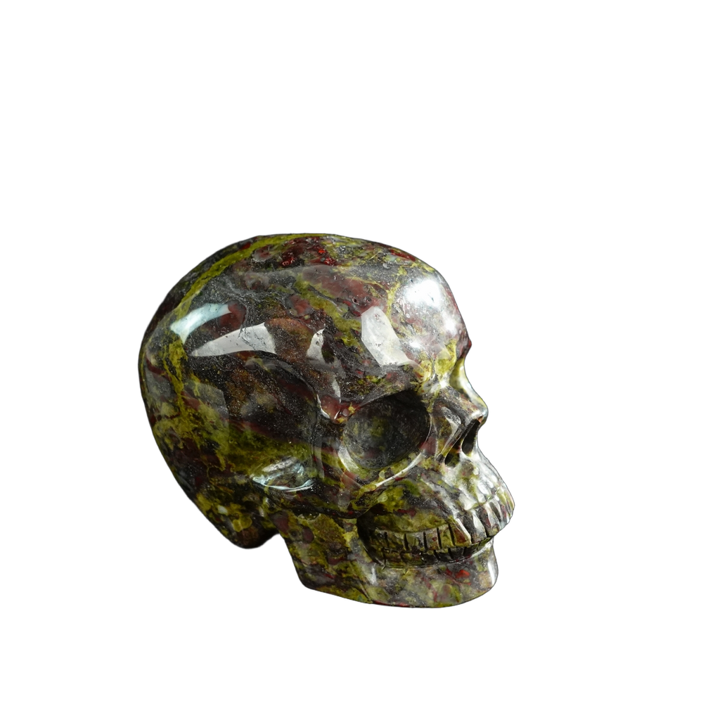 3.0" Dragon Blood Jasper Crystal Skull Carving - Unique Piece #DB02