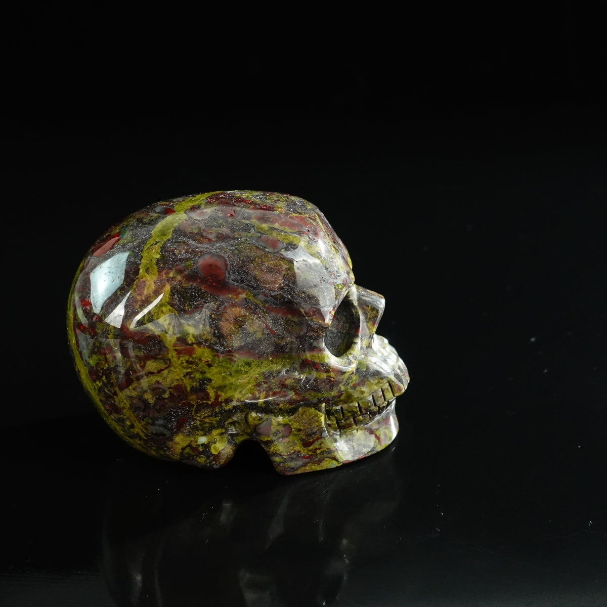3.0" Dragon Blood Jasper Crystal Skull Carving - Unique Piece #DB02