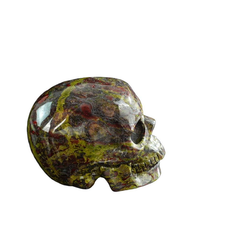 3.0" Dragon Blood Jasper Crystal Skull Carving - Unique Piece #DB02