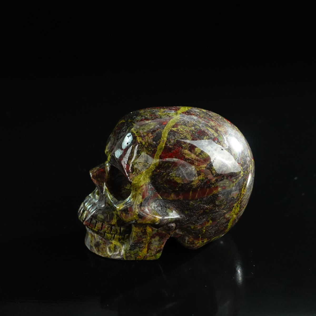 3.0" Dragon Blood Jasper Crystal Skull Carving - Unique Piece #DB02