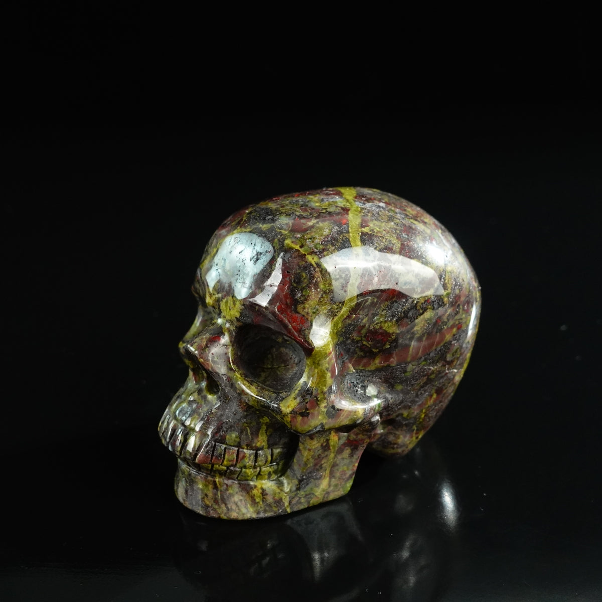 3.0" Dragon Blood Jasper Crystal Skull Carving - Unique Piece #DB02